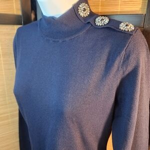 INC Navy Sweater WITH SHOULDER BLING